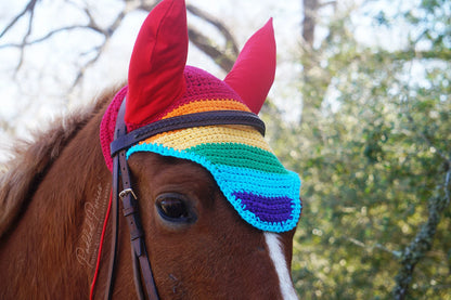 LGBTQ+ Gay Rainbow Flag Horse Fly Veil Bonnet