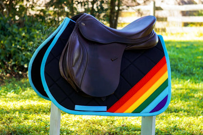 LGBTQ+ Gay Rainbow Flag Corner Black All Purpose Saddle Pad