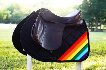 LGBTQ+ Gay Rainbow Flag Corner Black Jump Saddle Pad