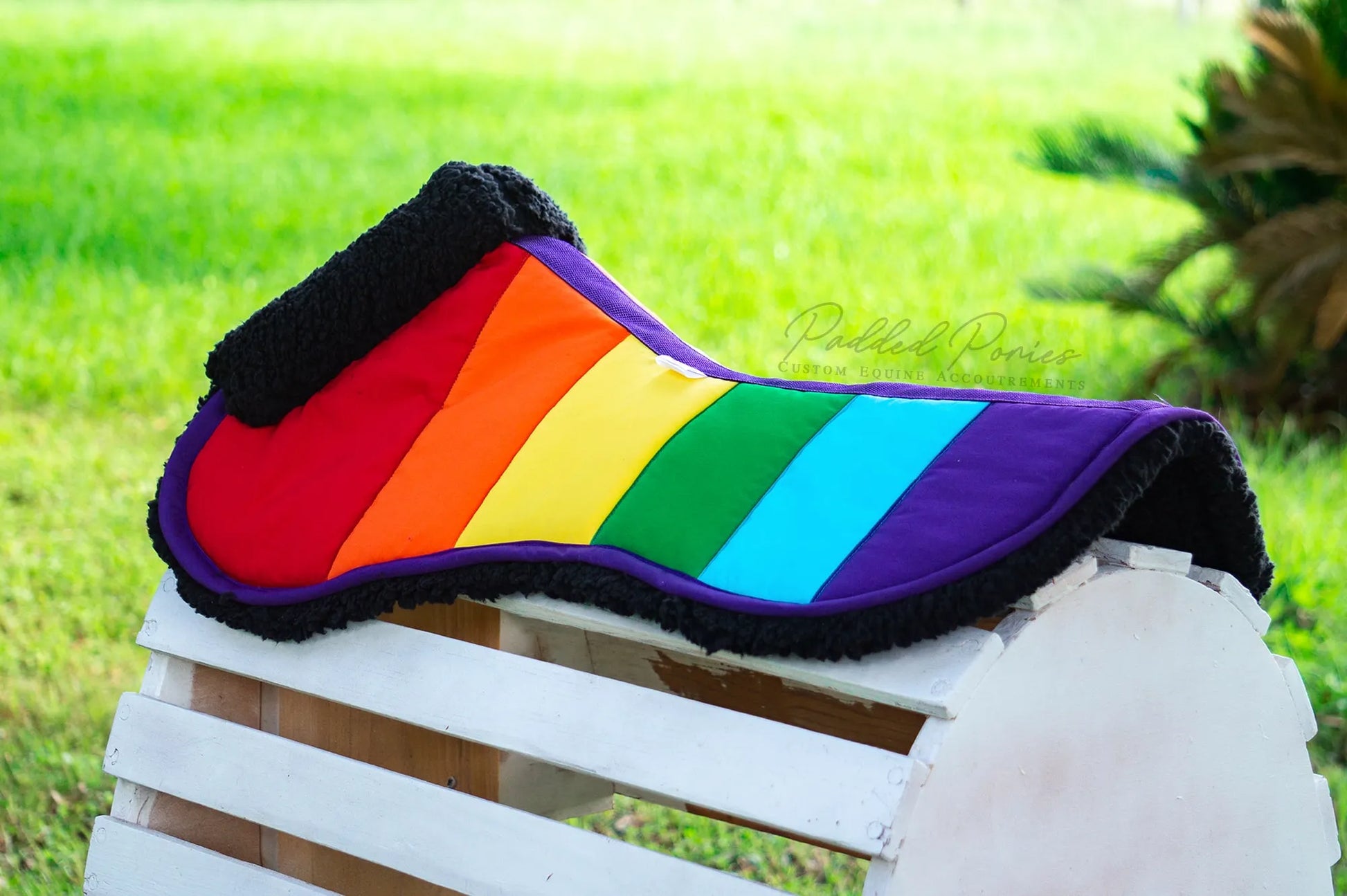 LGBTQ+ Gay Rainbow Flag Faux Sheepskin Fleece Half Pad