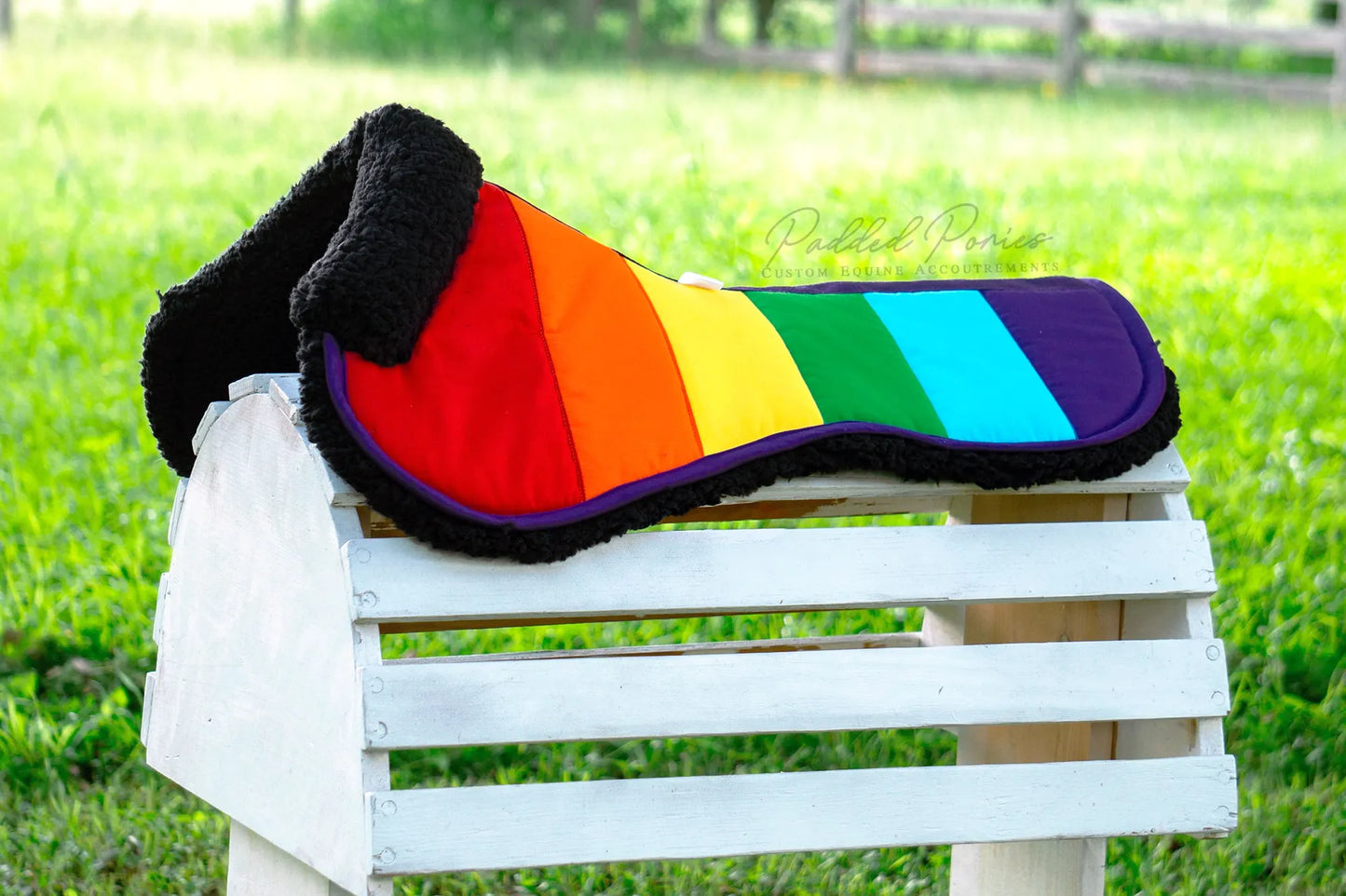 LGBTQ+ Gay Rainbow Flag Faux Sheepskin Fleece Half Pad