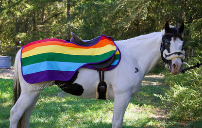 LGBTQ+ Gay Rainbow Flag Quarter Sheet and Matching Saddle Pad
