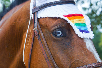 LGBTQ+ Rainbow Flag Tip White Fly Veil Bonnet