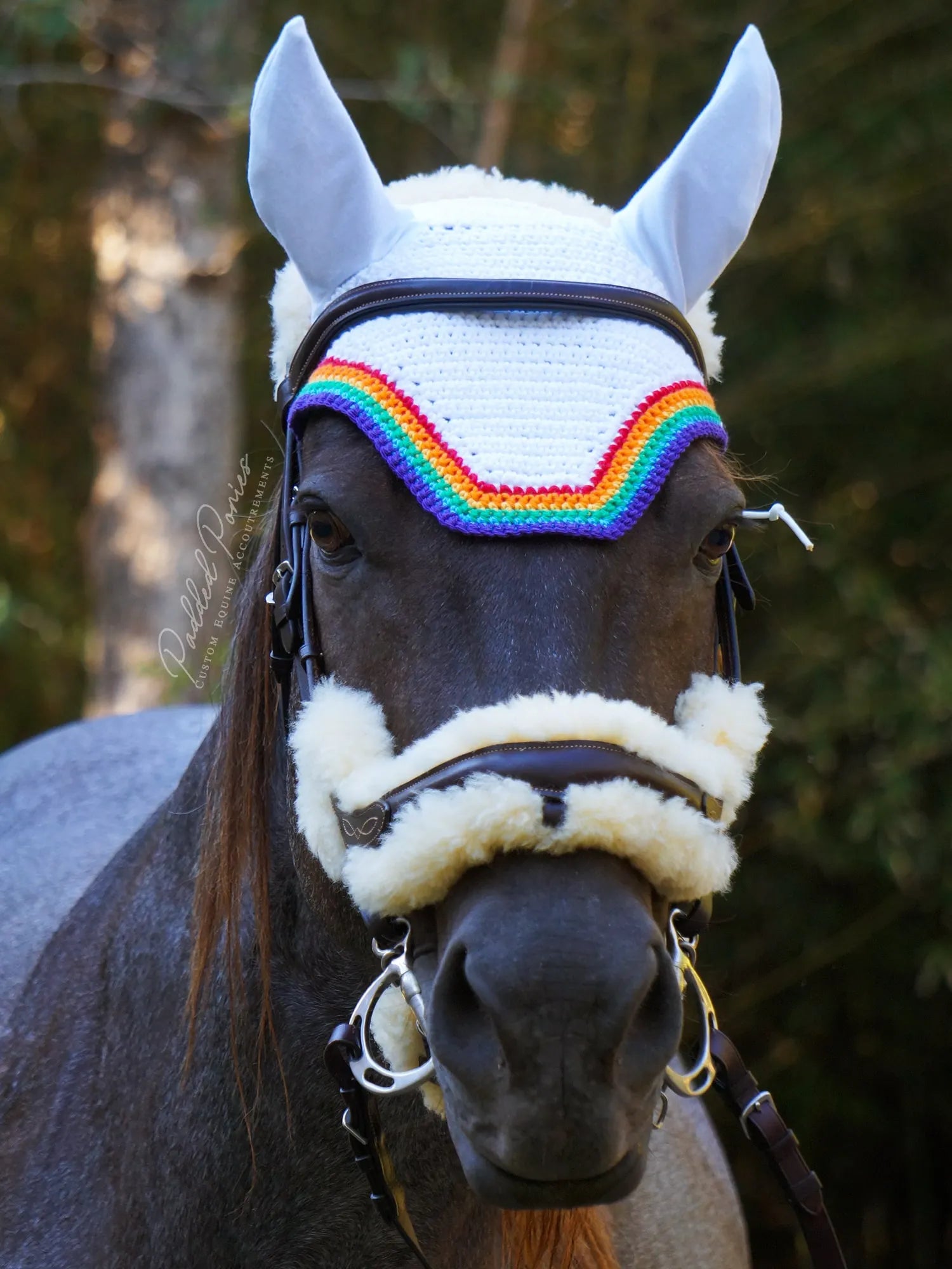 LGBTQ+ Gay Rainbow Flag Trim White Fly Veil Bonnet