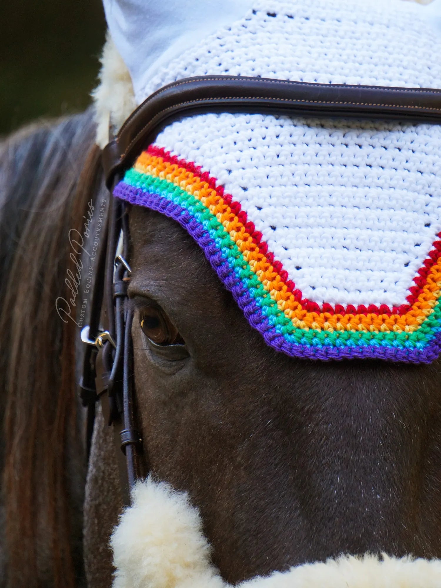 LGBTQ+ Gay Rainbow Flag Trim White Fly Veil Bonnet