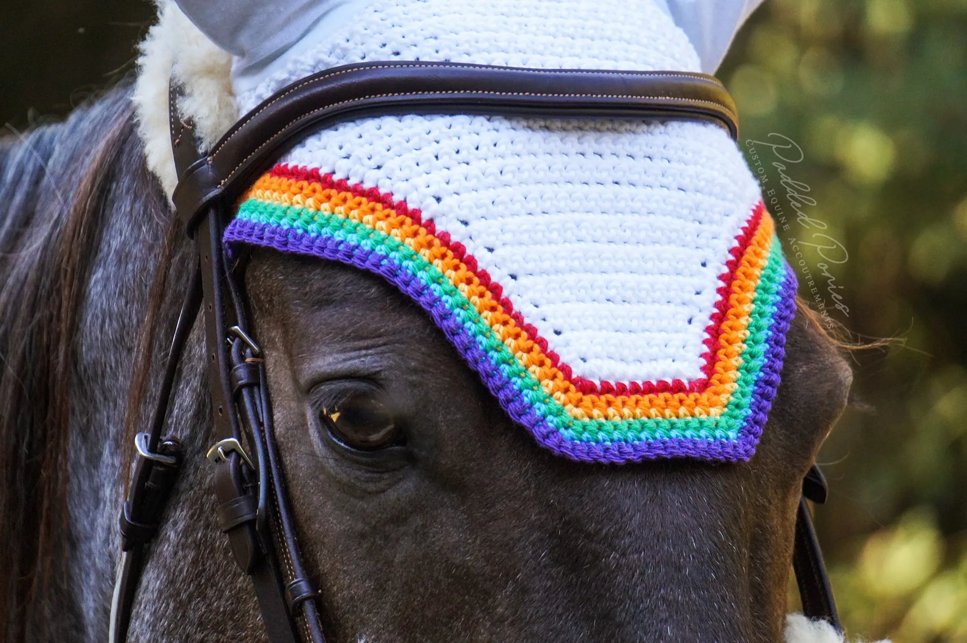 LGBTQ+ Gay Rainbow Flag Trim White Fly Veil Bonnet