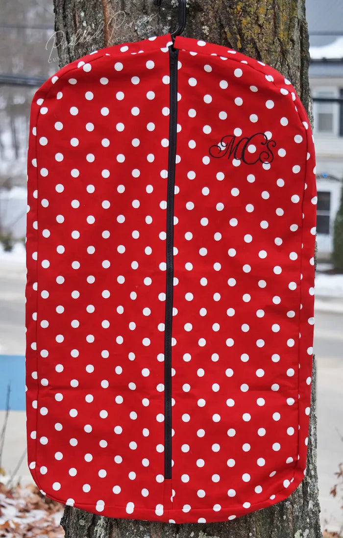 Red and Black Polka Dot Garment Bag