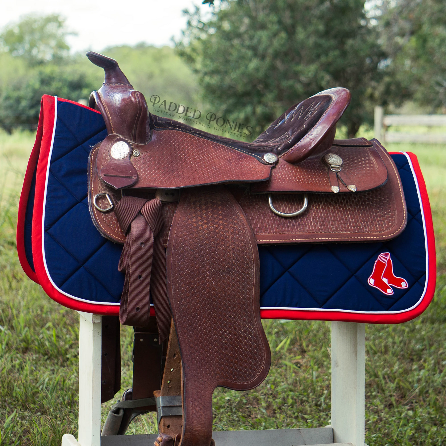 Boston Red Sox Baseball Patch Western Saddle Pad