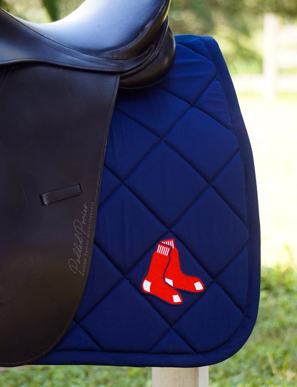 Navy Blue Boston Red Sox Baseball Patch Dressage Saddle Pad