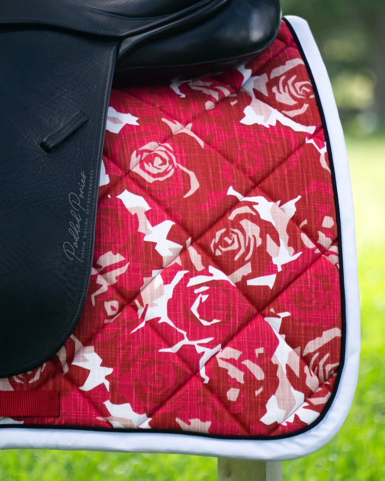 Red Roses Floral Print Dressage Saddle Pad