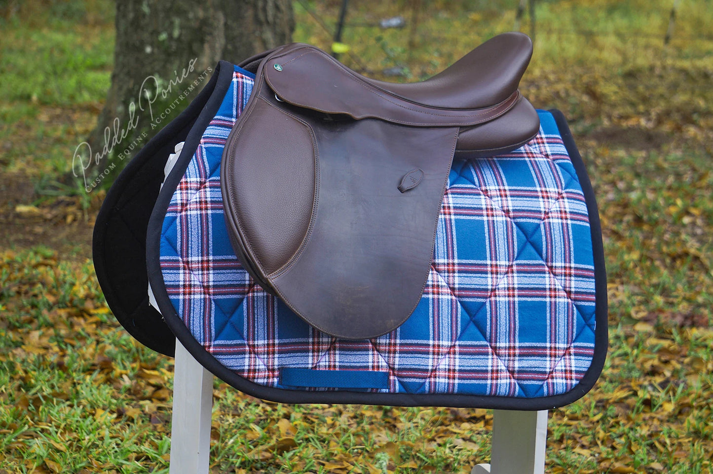 Royal Blue and Red Plaid Flannel All Purpose Saddle Pad
