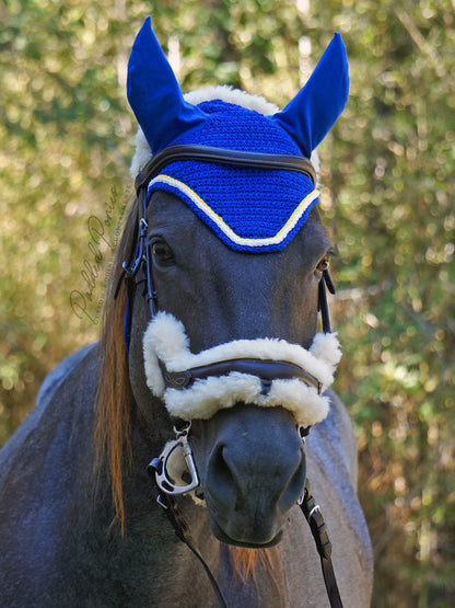Royal Blue and Yellow Solid Color Fly Veil Bonnet