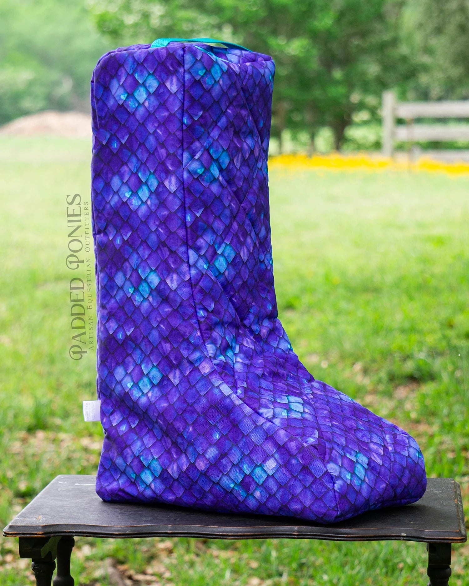 Purple and Turquoise Scales Padded Boot Bag 