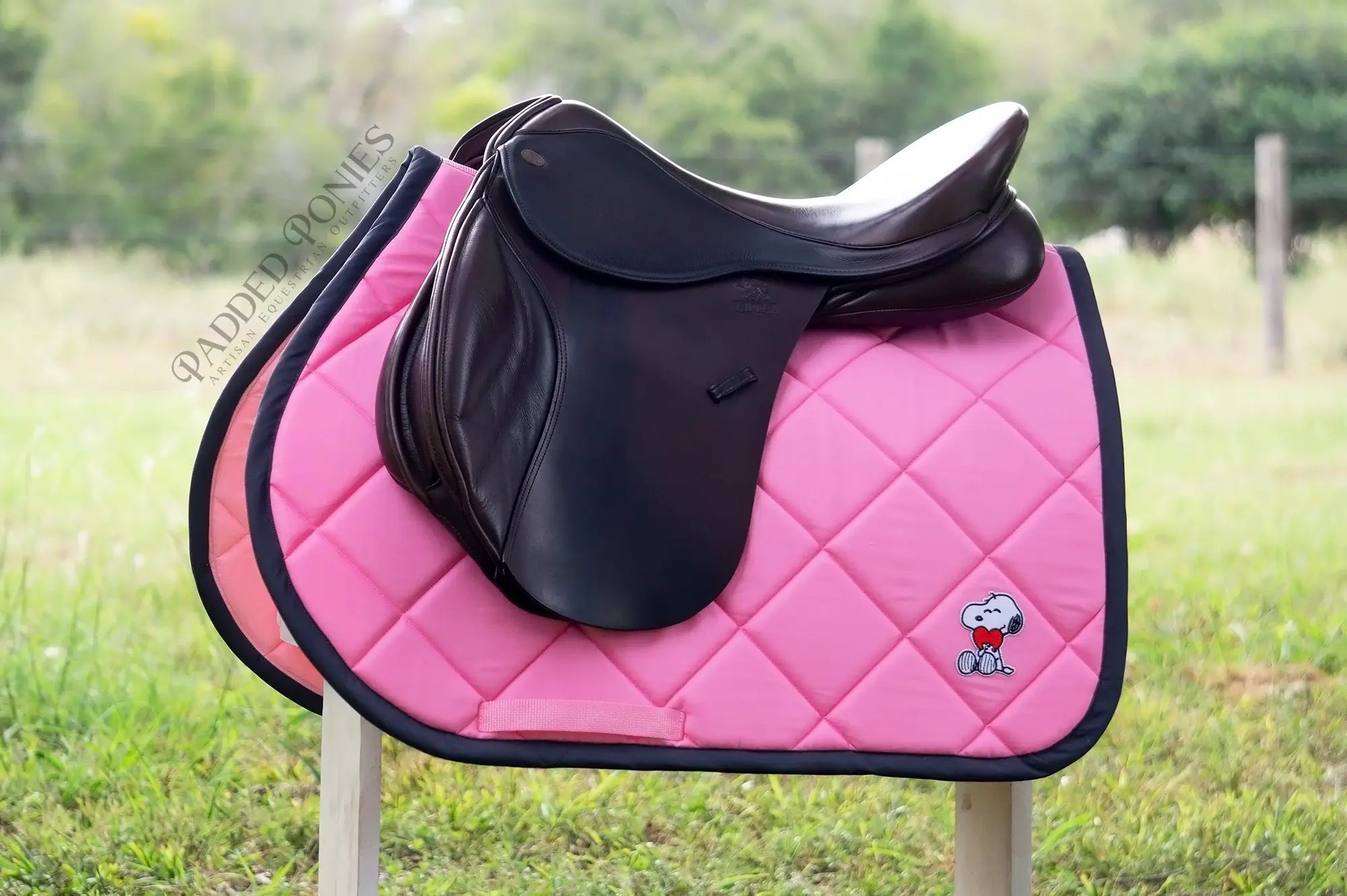 Pink and Charcoal Gray Peanuts Snoopy Dog Patch All Purpose Saddle Pad