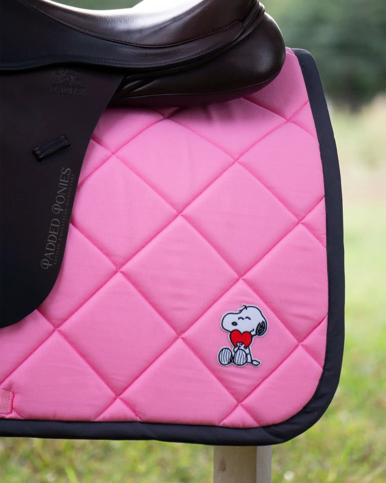 Pink and Charcoal Gray Peanuts Snoopy Dog Patch All Purpose Saddle Pad