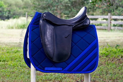 Royal Blue and Navy Corner Stripe High Wither Dressage Saddle Pad