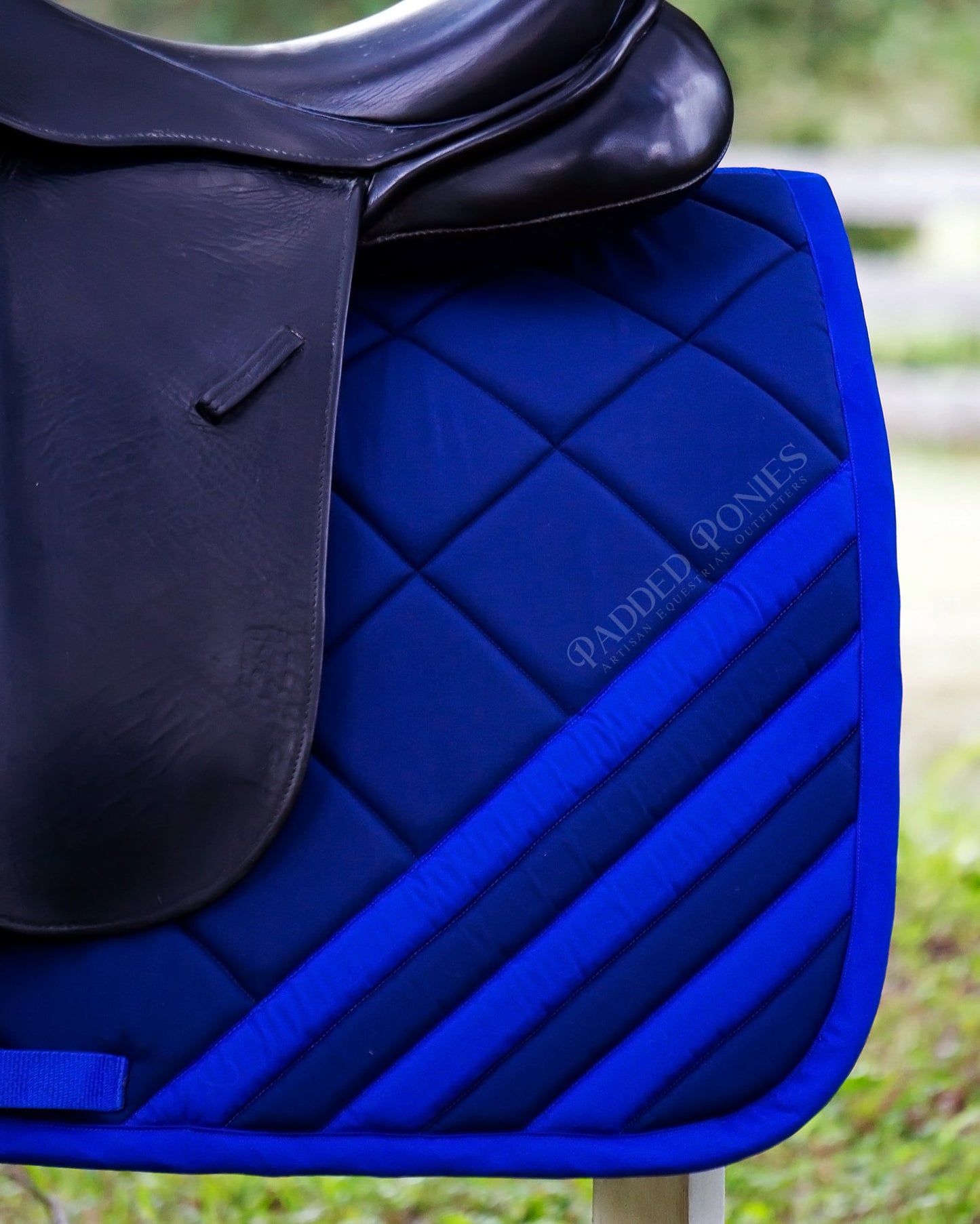 Royal Blue and Navy Corner Stripe High Wither Dressage Saddle Pad