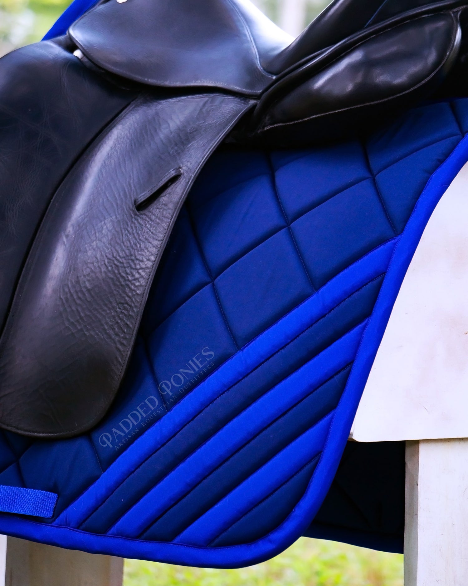 Royal Blue and Navy Corner Stripe High Wither Dressage Saddle Pad