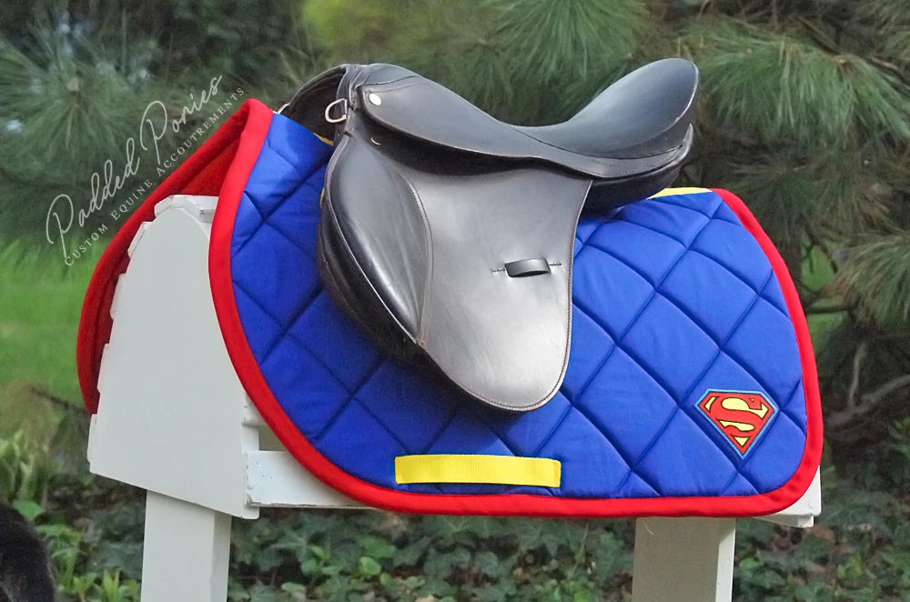 Royal Blue and Red DC Comics Superman Superhero Patch Pony All Purpose Saddle Pad