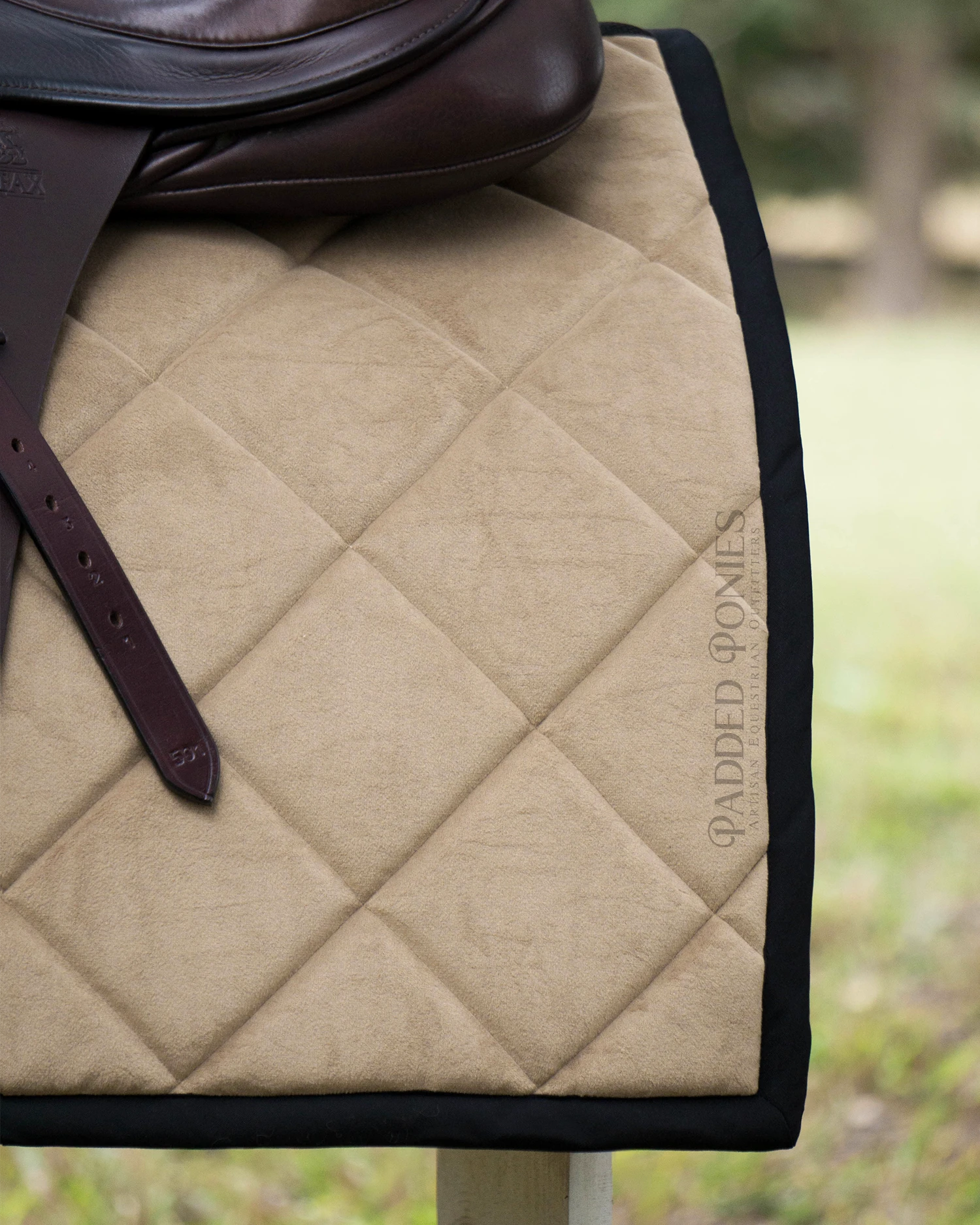 Tan and Black Velvet All Purpose Saddle Pad with Square Corner