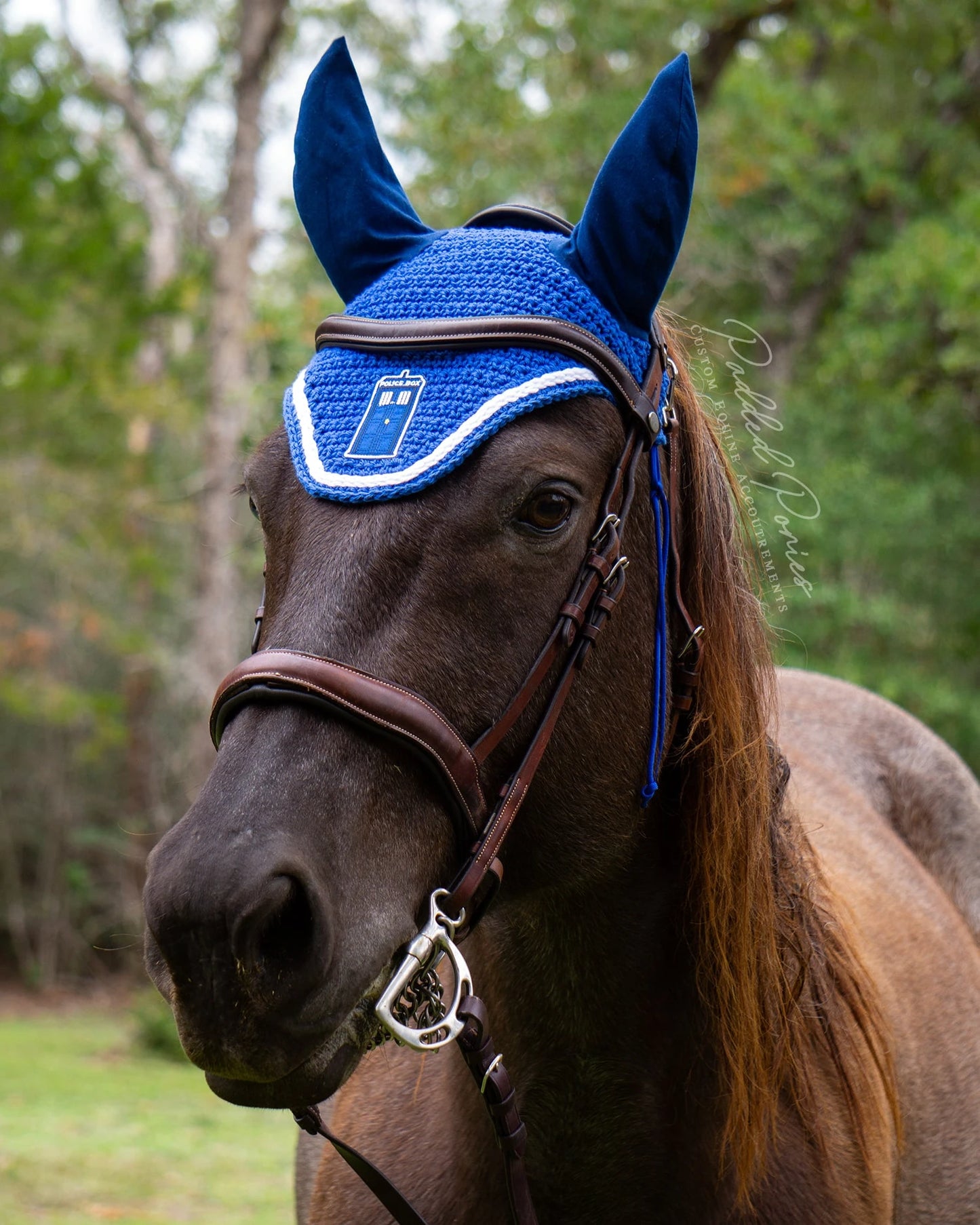 Royal Blue Doctor Who Tardis Fly Veil Bonnet