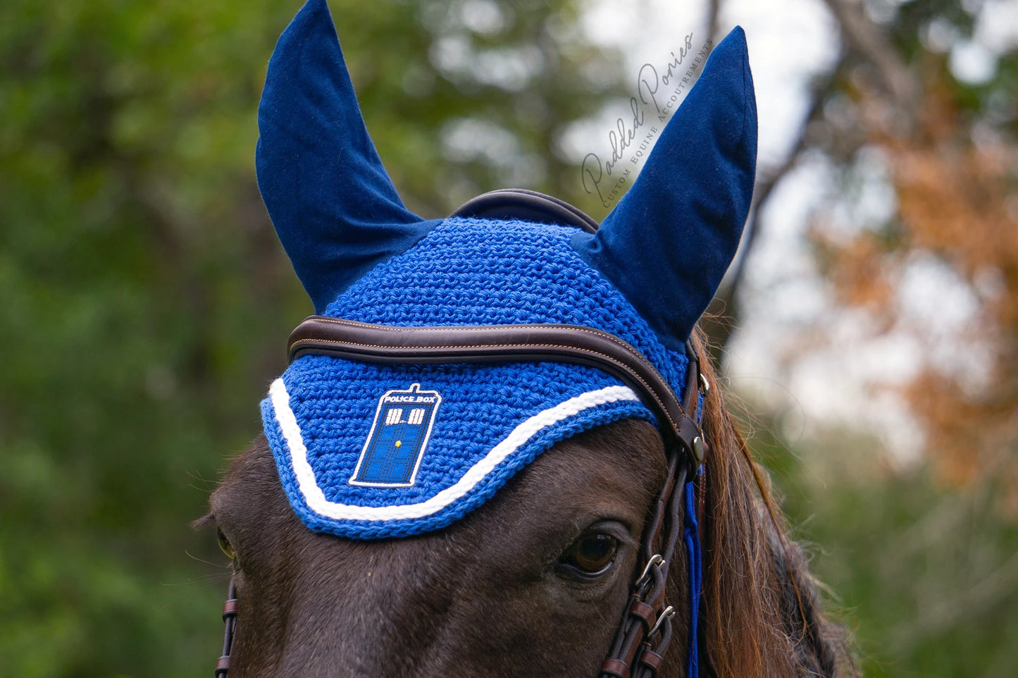 Royal Blue Doctor Who Tardis Fly Veil Bonnet