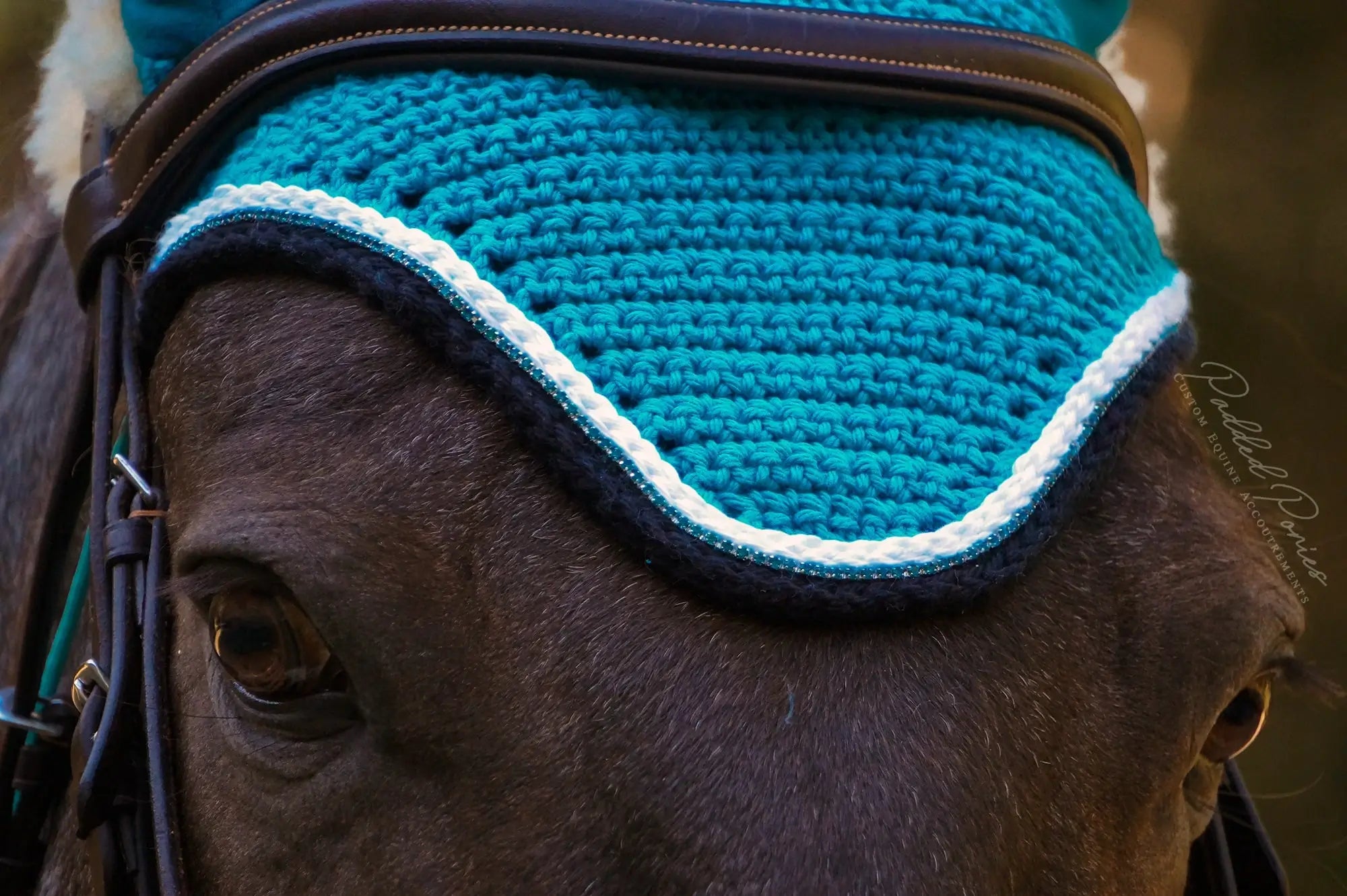 Dark Teal Rhinestone Solid Color Fly Veil Bonnet