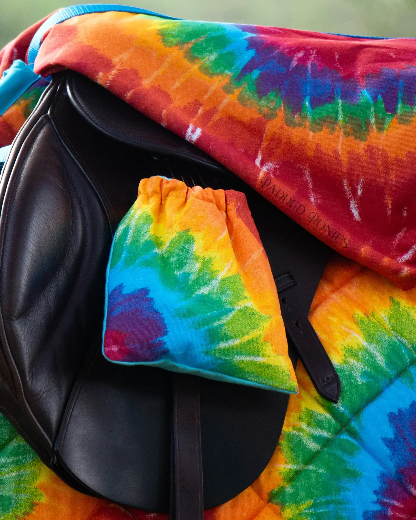 Rainbow Tie Dye Retro Stirrup Covers