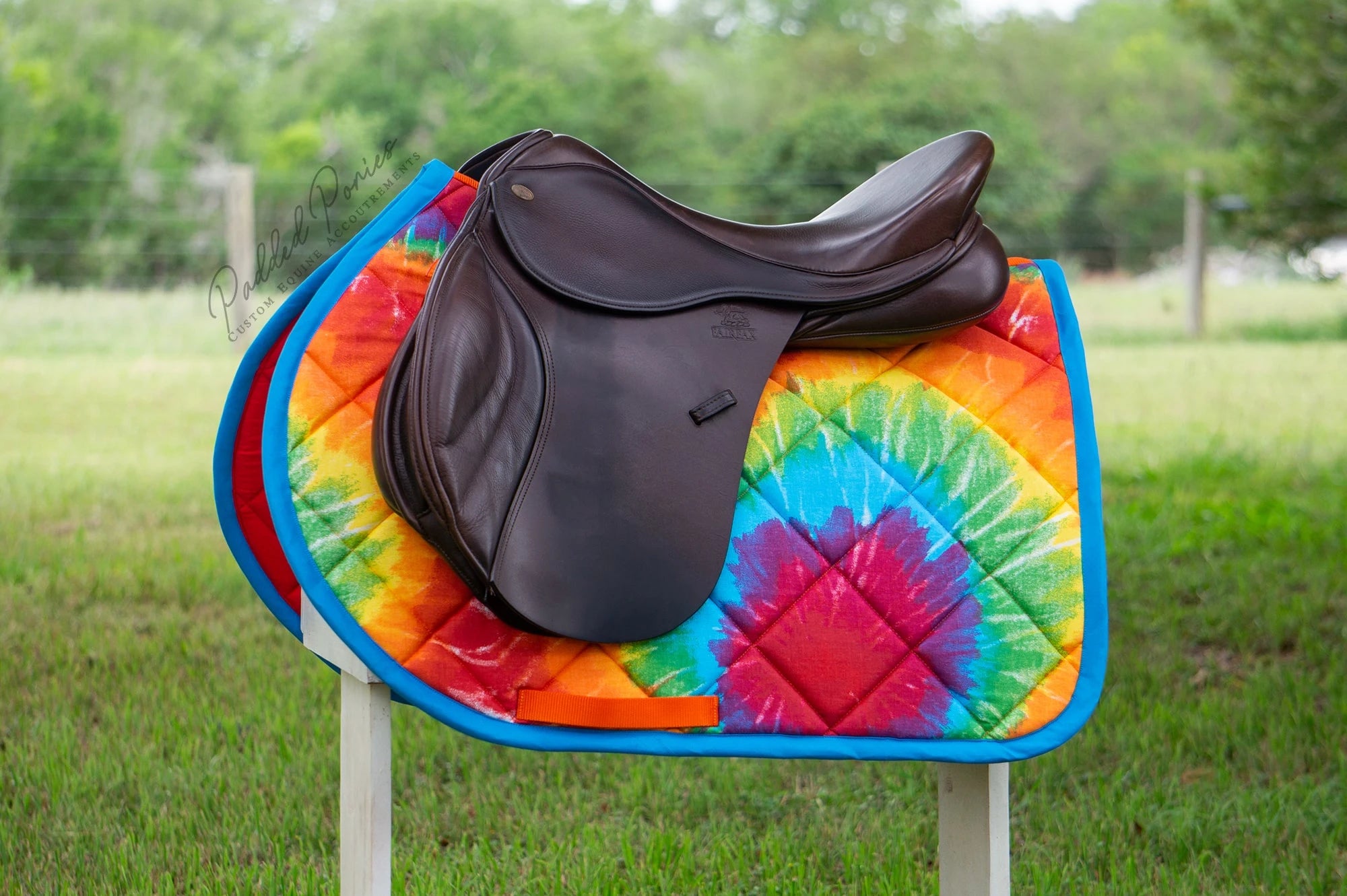 Rainbow Tie Dye Retro Jump Saddle Pad