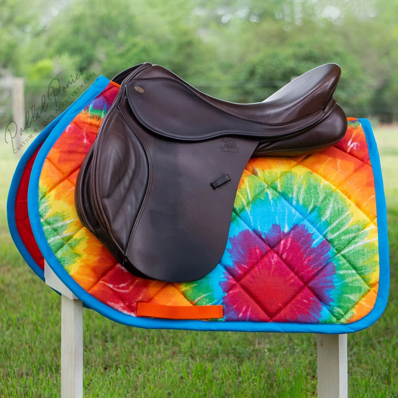 Rainbow Tie Dye Retro Jump Saddle Pad