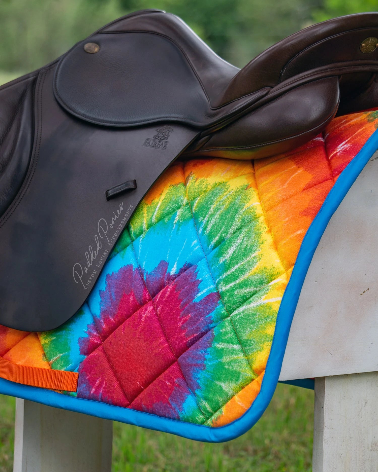 Rainbow Tie Dye Retro Jump Saddle Pad
