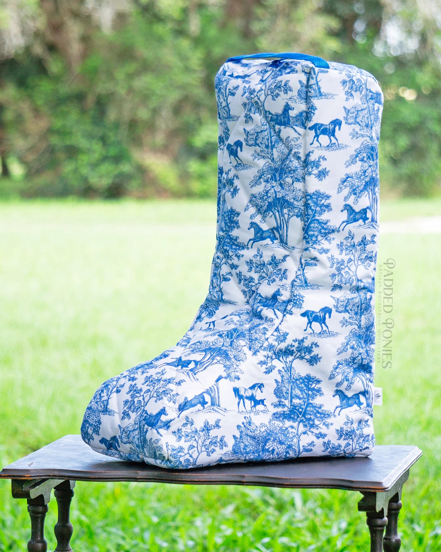 Royal Blue Equestrian Toile Tall Boot Bag