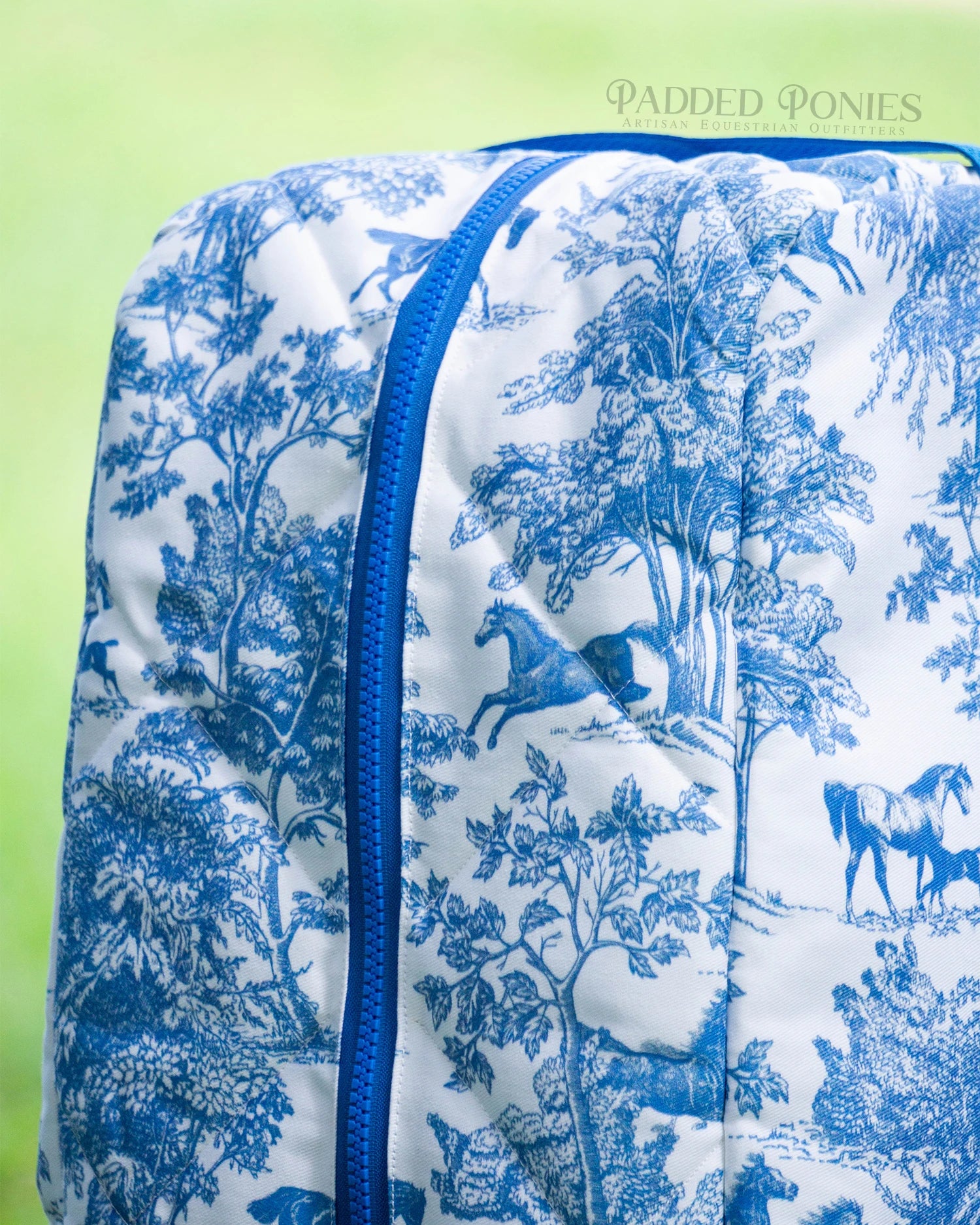 Royal Blue Equestrian Toile Tall Boot Bag