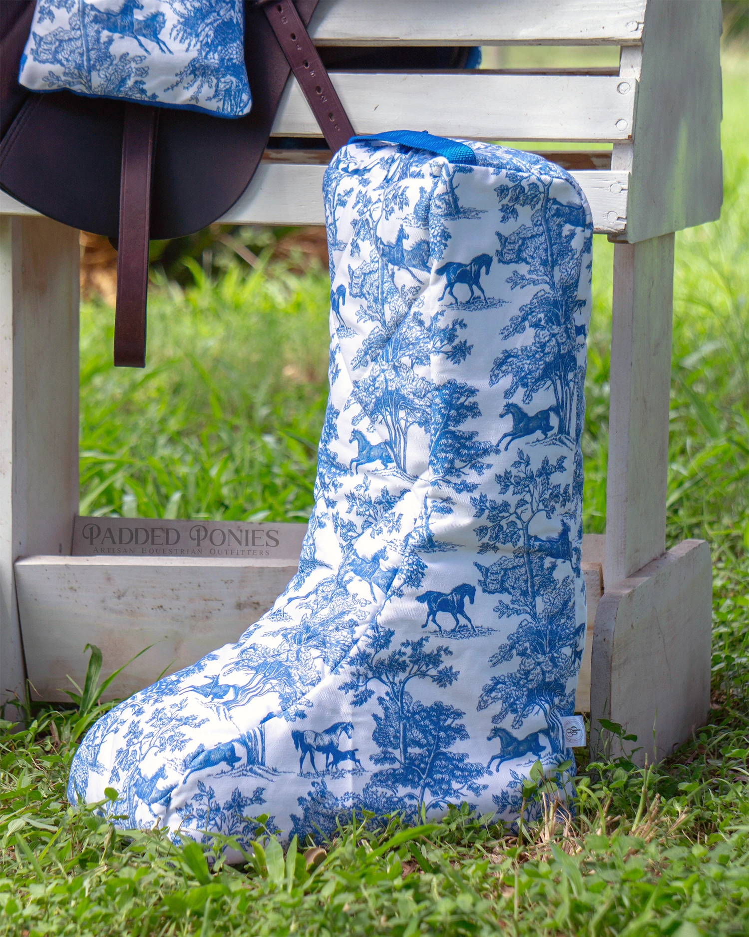 Royal Blue Equestrian Toile Tall Boot Bag