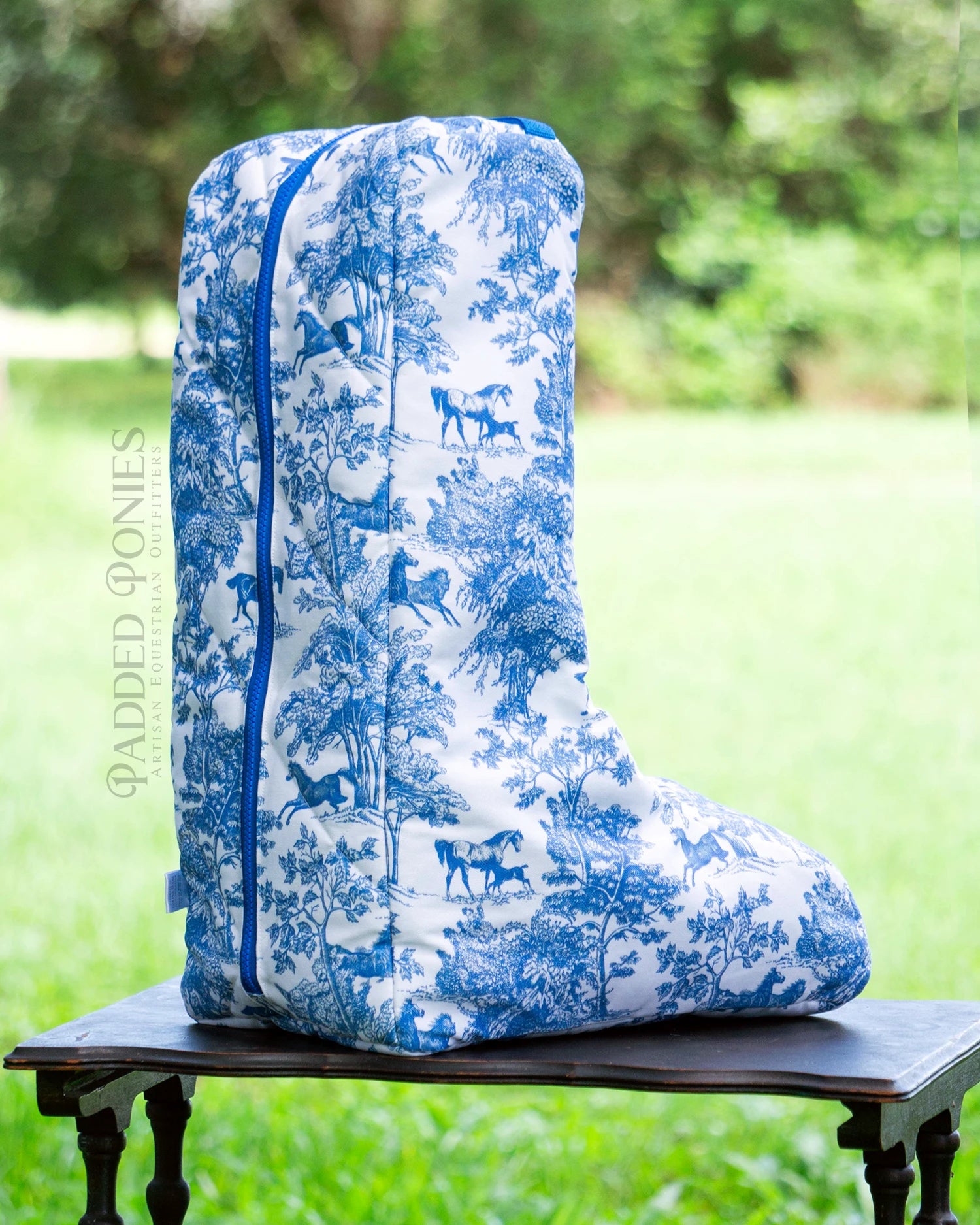 Royal Blue Equestrian Toile Tall Boot Bag