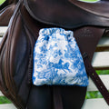 Royal Blue Toile Print Stirrup Covers Cozies