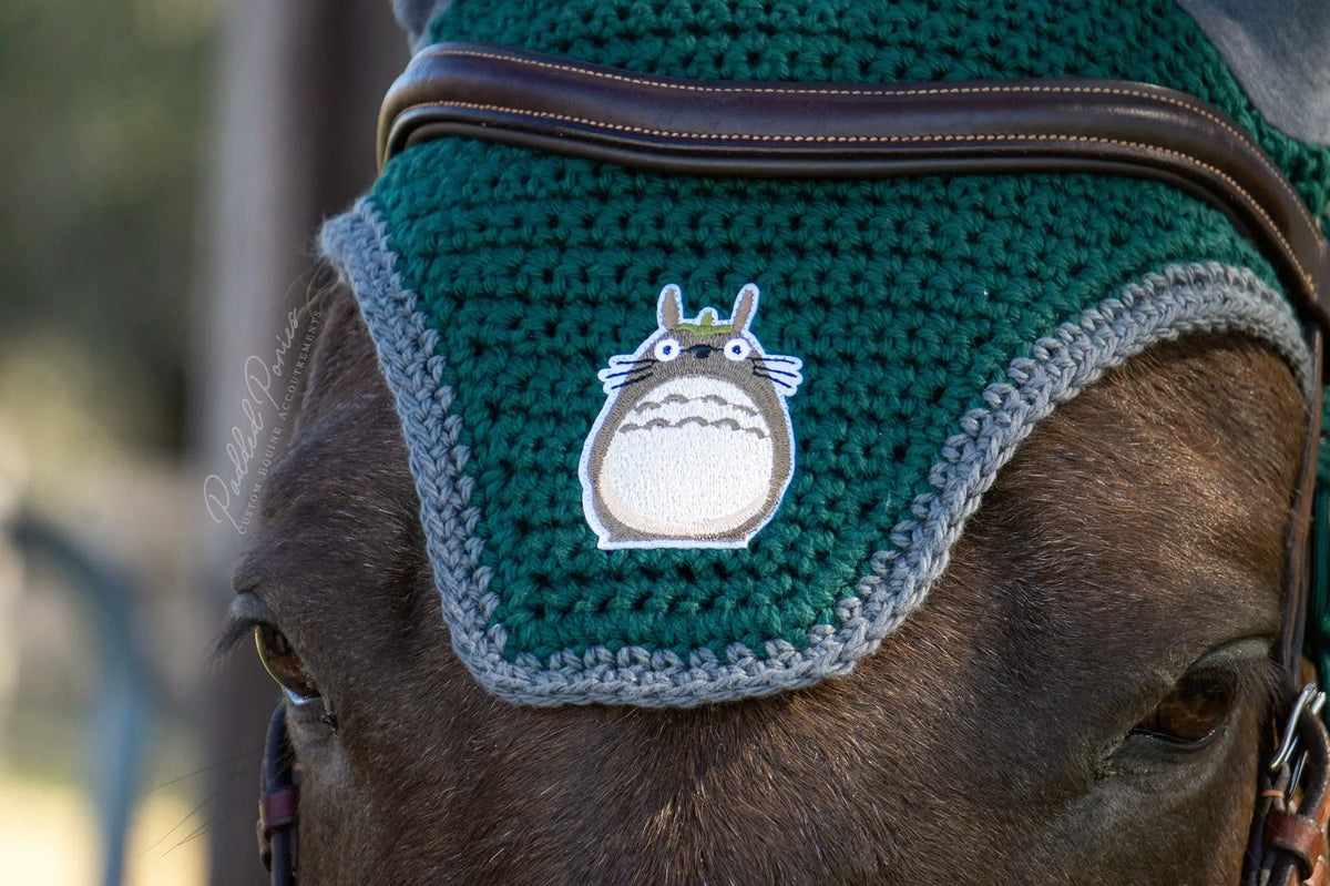 Hunter Green and Gray My Neighbor Totoro Ghibli Anime Patch Fly Veil Bonnet