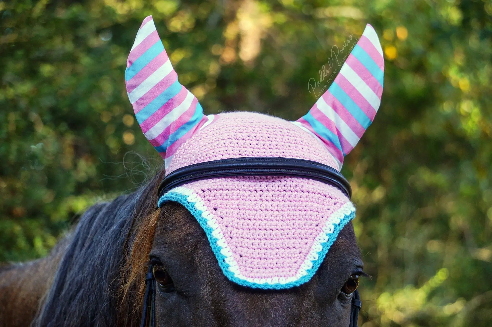 LGBTQ+ Transgender Flag Stripe Ears Pink Fly Veil Bonnet