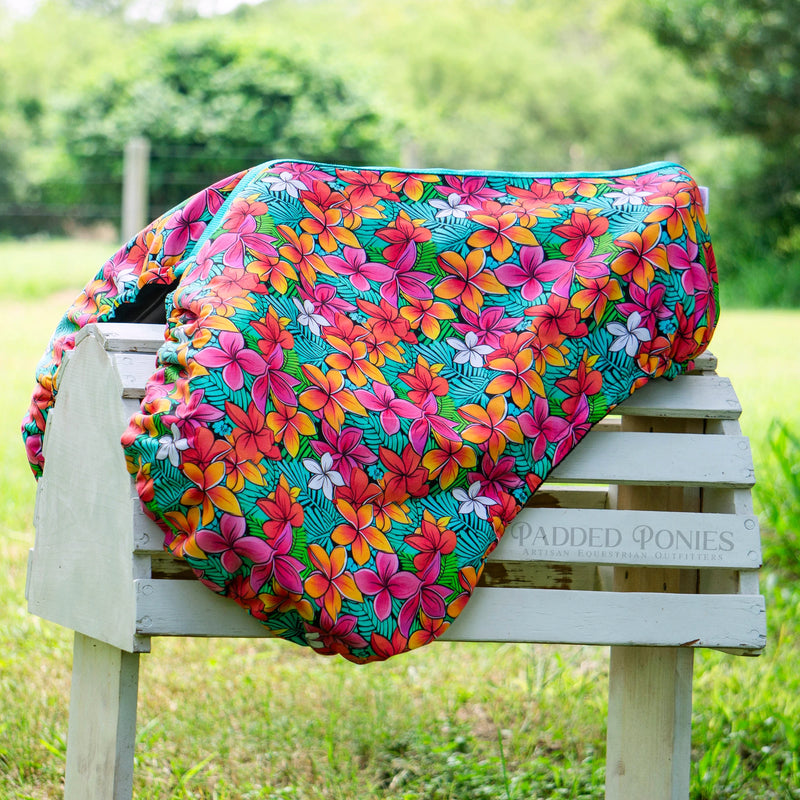 Tropical Paradise Floral Fleece Lined All Purpose Saddle Cover