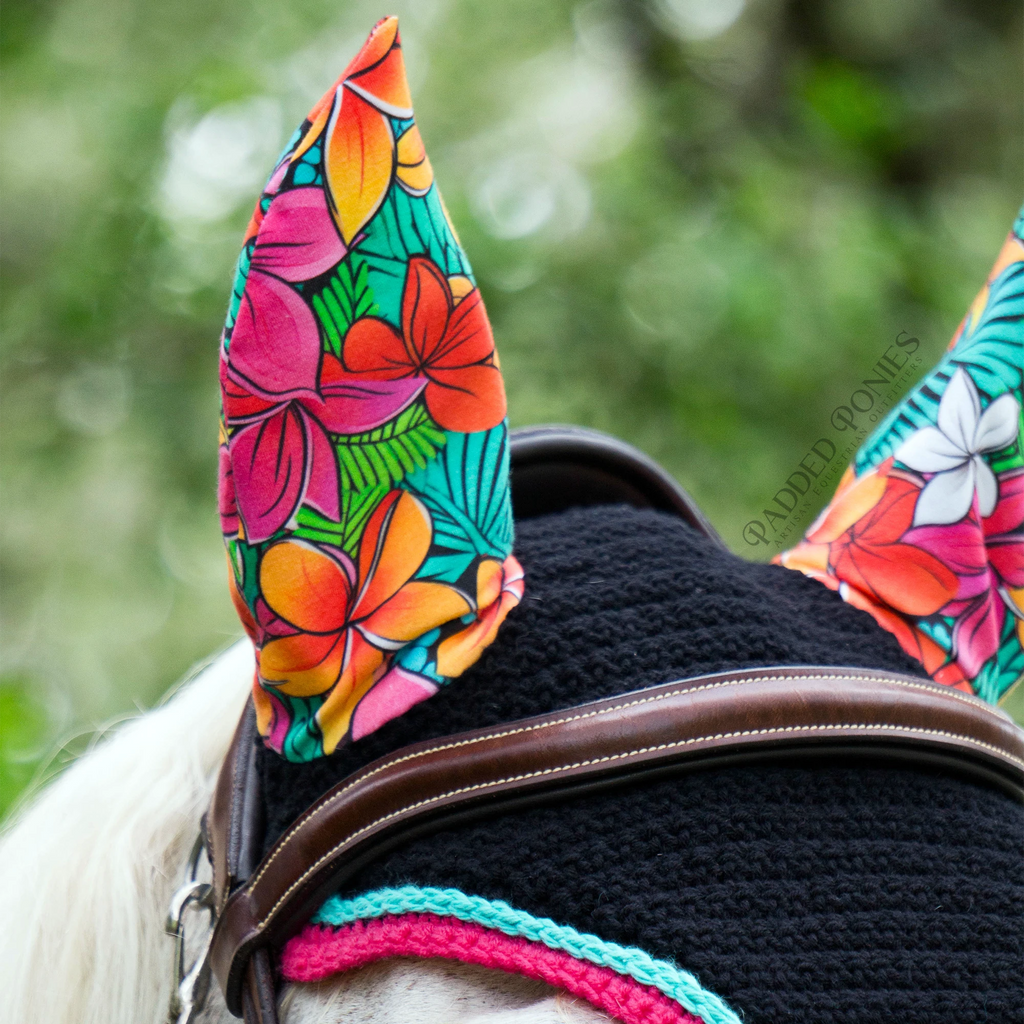 Tropical Paradise Floral Horse Fly Veil Bonnet