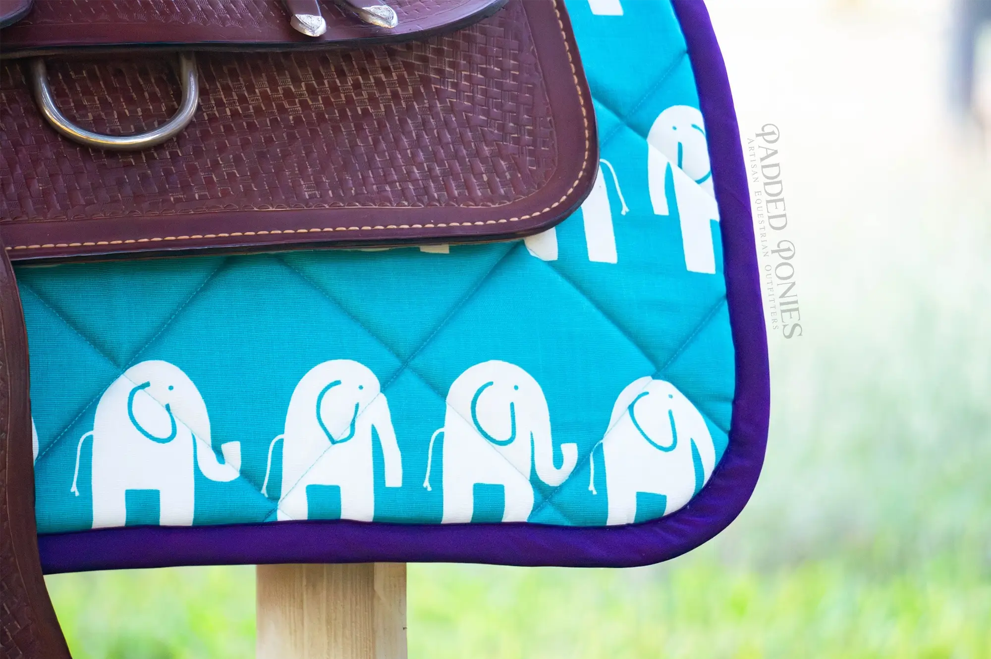 Turquoise Teal Elephants Animal Print Western Saddle Pad