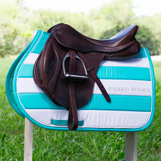 Turquoise and White Stripe All Purpose Saddle Pad