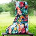Painted Rainbow Wild Horses Print Padded Tall Boot Bag