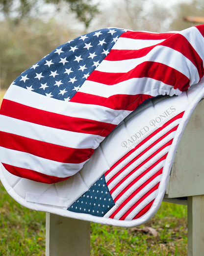 United States of America Flag All Purpose English Saddle Cover with Matching Saddle Pad