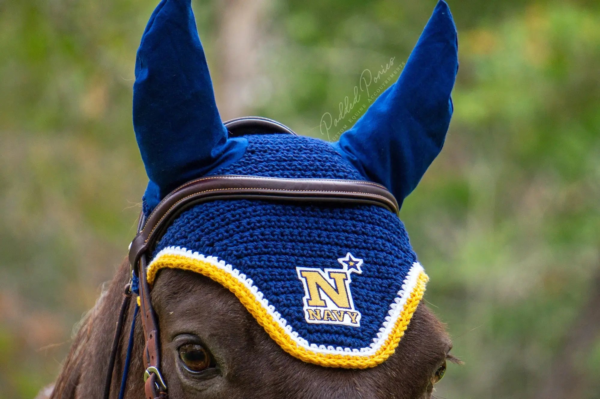 Navy Blue and Gold United States Naval Academy Patch Fly Veil Bonnet