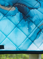 Turquoise Teal Blue Water Color Ink Saddle Pad