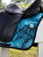 Turquoise Teal Blue Water Color Ink Dressage Saddle Pad
