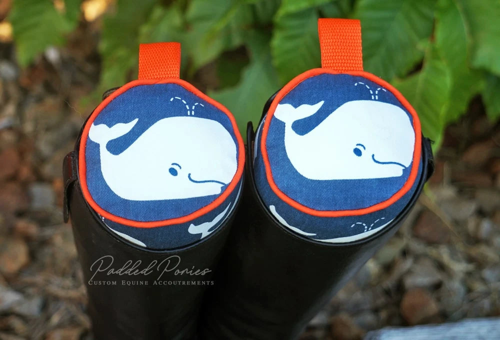 Navy and Orange Whales Animal Print Boot Tree Stuffers