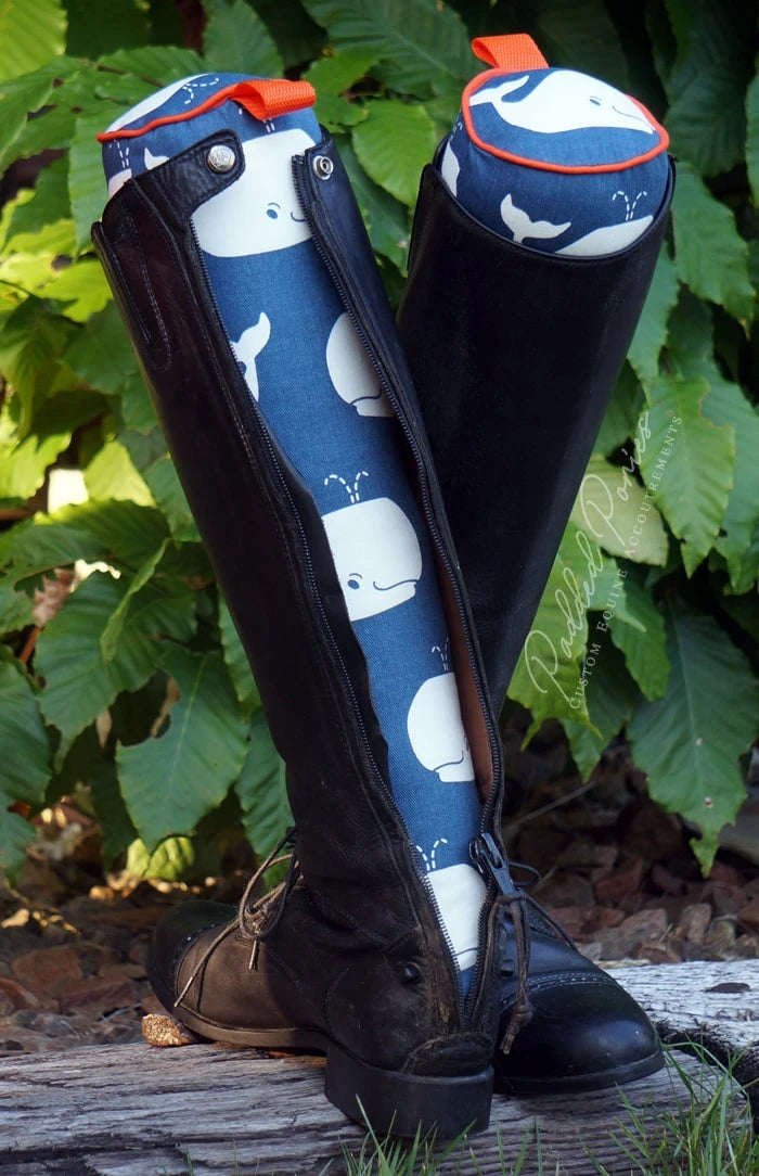 Navy and Orange Whales Animal Print Boot Tree Stuffers