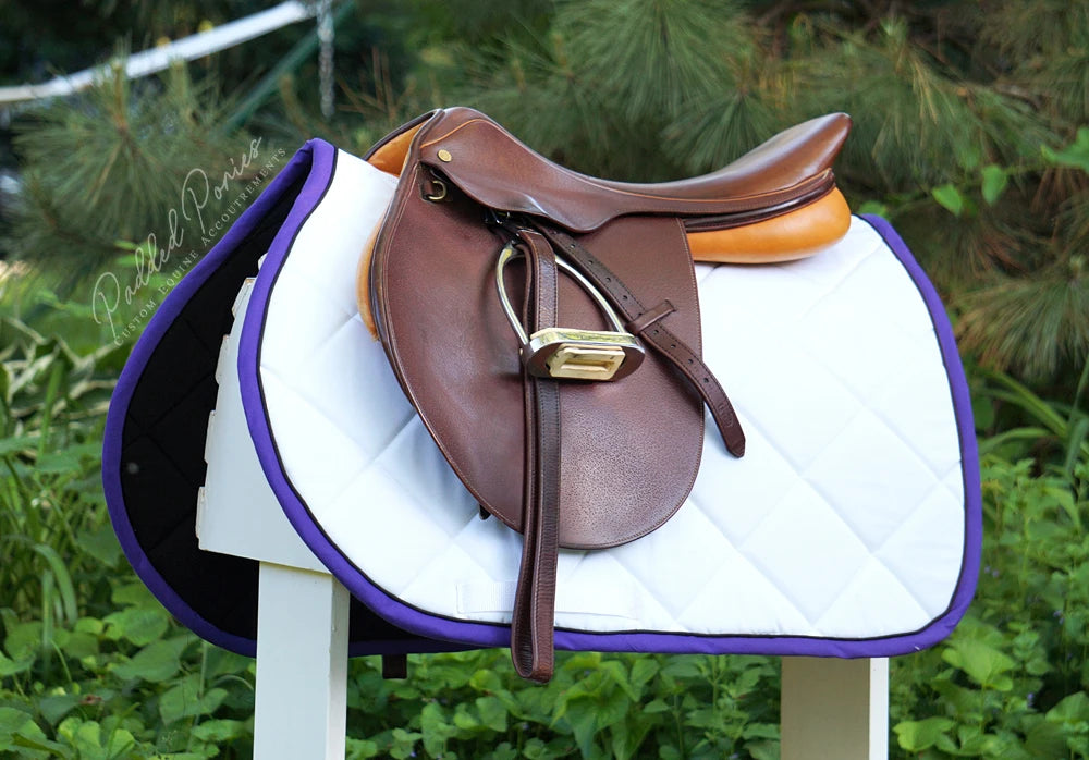 White and Purple Solid Color All Purpose Saddle Pad